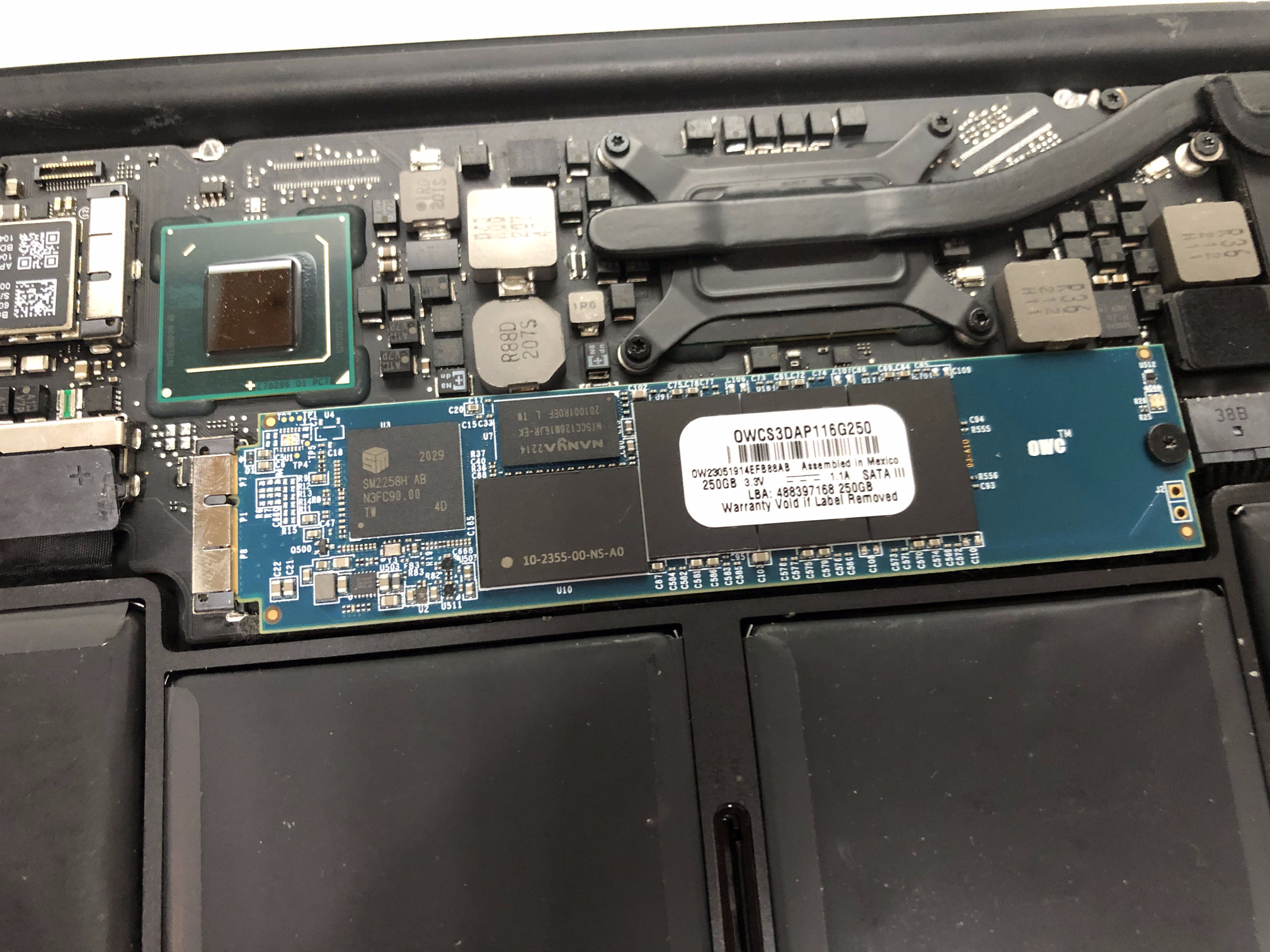 Figure 6b. New SSD installed along with the screw