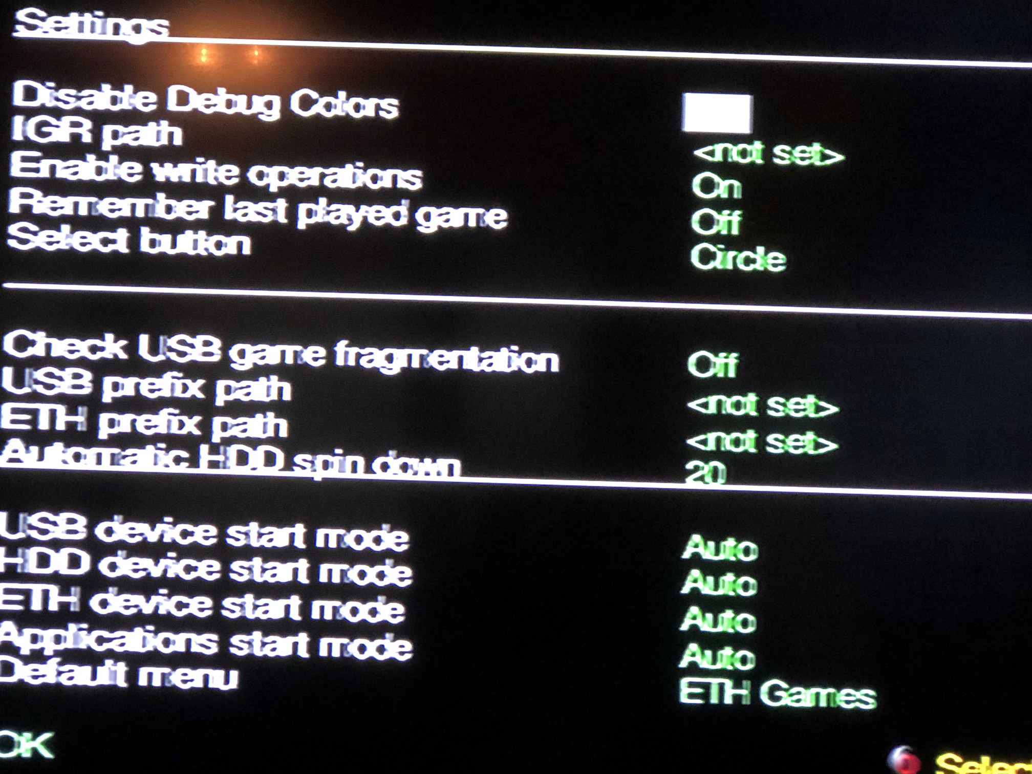 OPNPS2LDR Settings Enable Ethernet