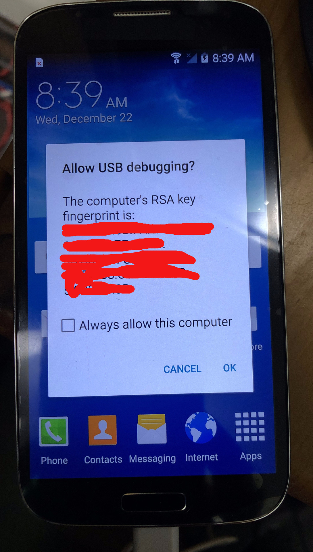 Enable USB Debugging