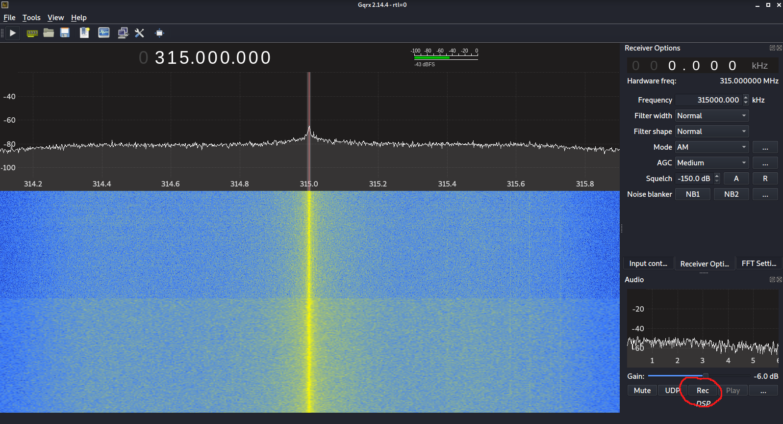 Figure 9. GQRX setting the frequency